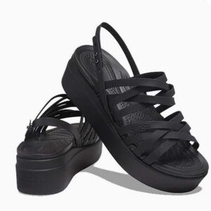 CROCS Black Sandals with Platform Sole
